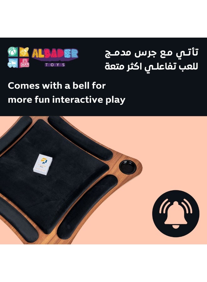 AL BADER Curved Floor Wooden Ploot Play Cards Game Table Mid-Size, Curved Wood Baloot Table Mid-Size 80 * 80, Plot Playing Cards Table, Floor Blot Table (Black) - Image 4